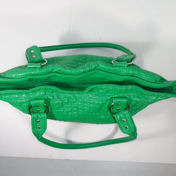 Emerald Green Quilted Shoulder Bag by Aldo Martin Tote Satchel Medium Size - Picture 5 of 9